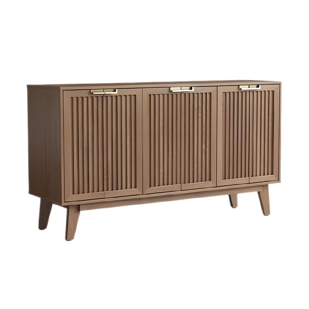 Moderne houten dressoir met verticale ribbelstructuur